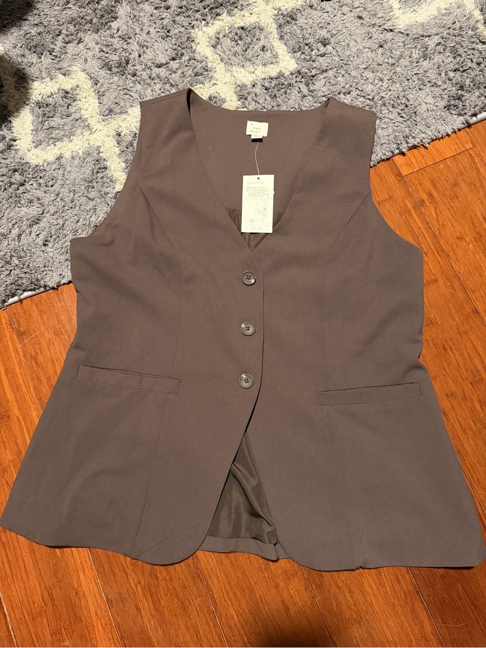 Women’s Sleeveless Longline Button Front Vest - Brown new with tags NWT